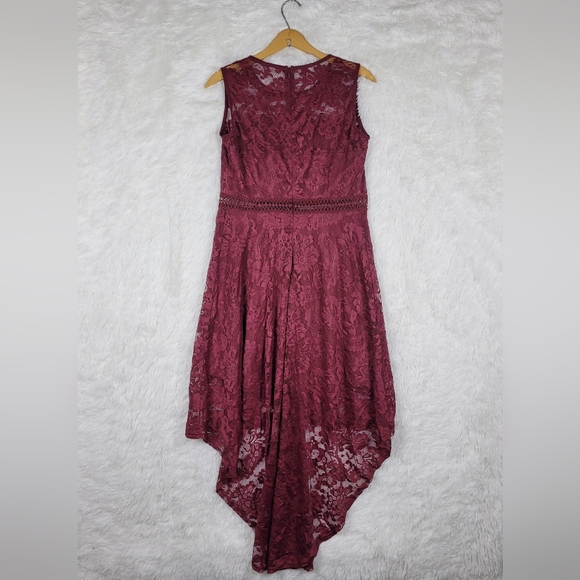 NWT Med Allandwell Lace Dip Floral Wine Red Hem Burgundy Feminine Whimsical - Picture 4 of 11